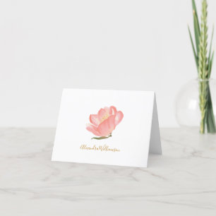 Minimalistisch rosa Blume Personalisiert Dankeskarte