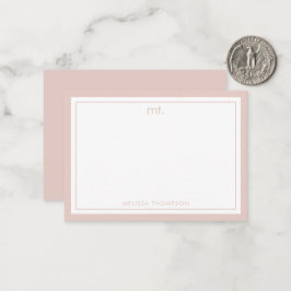 Minimalistisch rosa Doppelgrenzenlose Modern Monog Mitteilungskarte