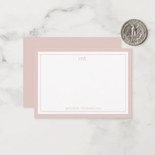 Minimalistisch rosa Doppelgrenzenlose Modern Monog Mitteilungskarte