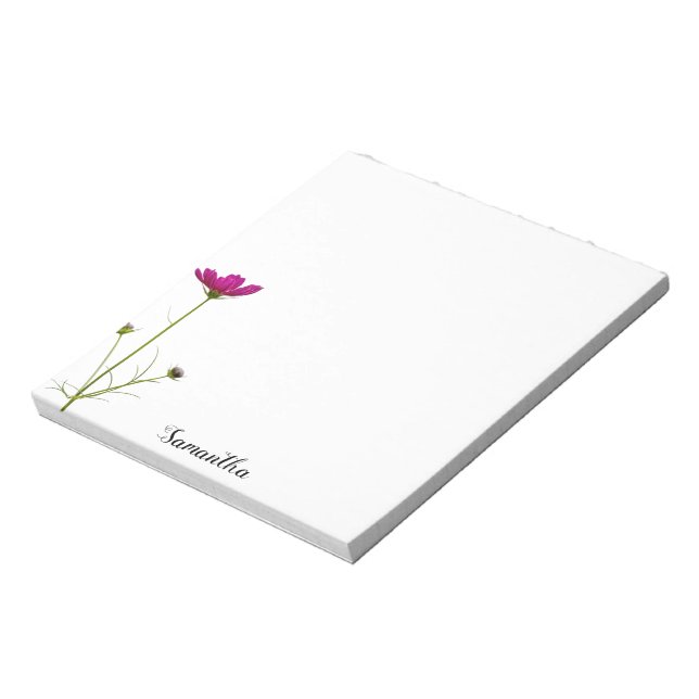 Minimalistisch rosa Floral | PERSONALISIERT Notizblock (Rotiert)