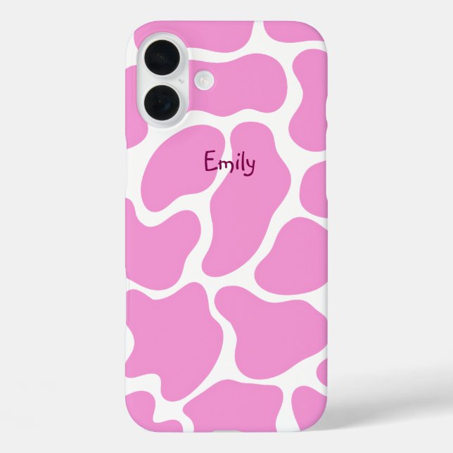 Minimalistisch rosa Kuh drucken iPhone 16 Plus Hülle (Rückseite)