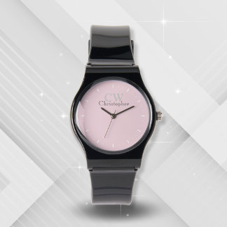 Minimalistisch rosa Monogramm Armbanduhr