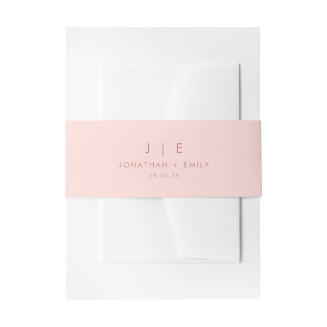 Minimalistisch-Rosa-Monogramm-Hochzeit Einladungsbanderole (Vorderseite Beispiel)