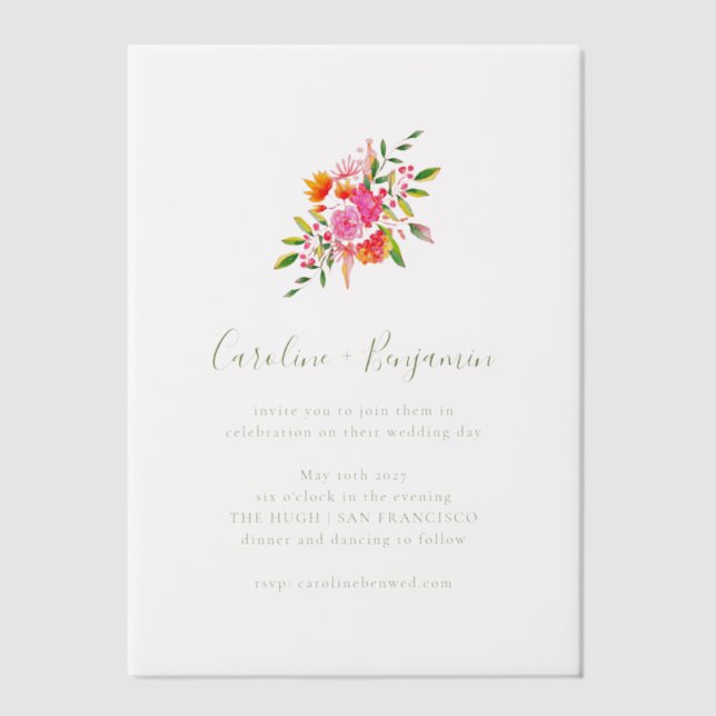 Minimalistisch-Rosa-Orange-Grünblütenhochzeit (Vorderseite)