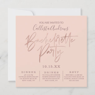 Minimalistisch Rosa-Rose-Gold-Typografie Bachelore Einladung