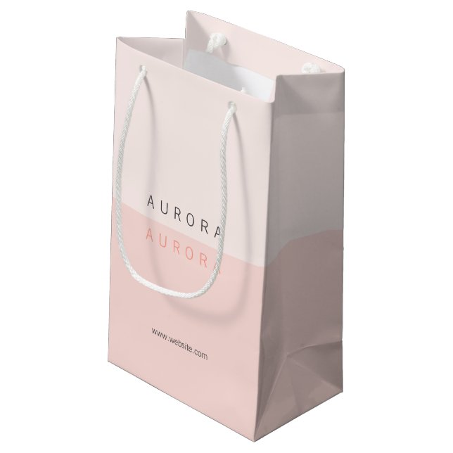 Minimalistisch rosa Zweitklone-Visitenkarte Kleine Geschenktüte (Rückseite Schrägansicht)