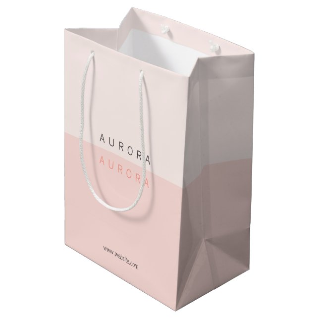 Minimalistisch rosa Zweitklone-Visitenkarte Mittlere Geschenktüte (Rückseite Schrägansicht)