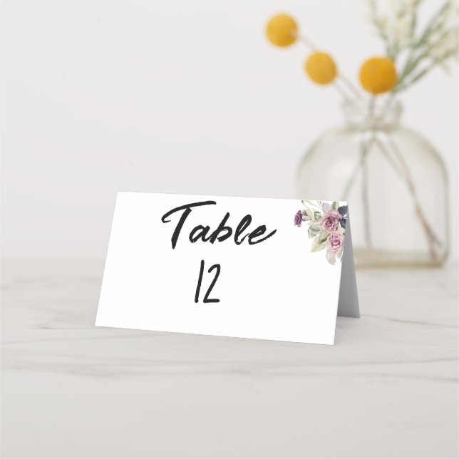 Minimalistisch: Rosenrosen Platzkarte (Vorderseite)