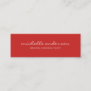 Minimalistisch, rot mit kursivem Text Mini Visitenkarte