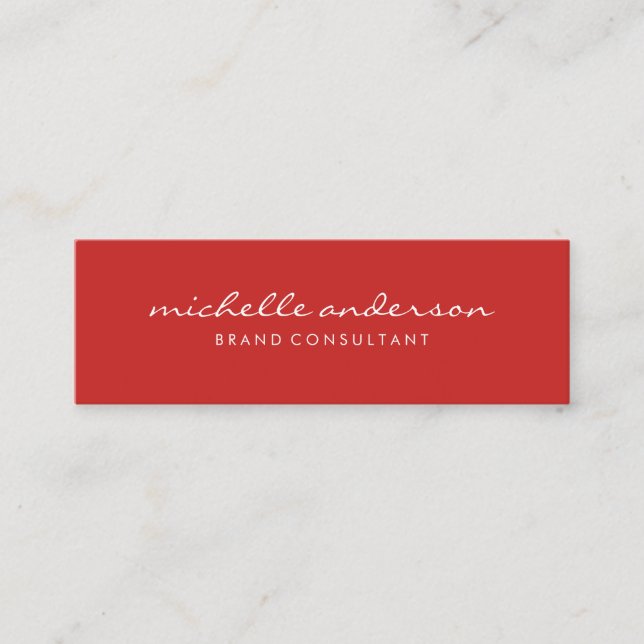 Minimalistisch, rot mit kursivem Text Mini Visitenkarte (Vorderseite)