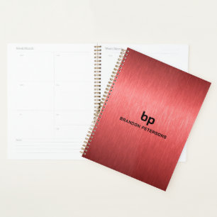 Minimalistisch rote schwarze Metallic Textur Print Planer