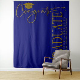 Minimalistisch Royal Blue & Gold Glückwunschs Grad Wandteppich