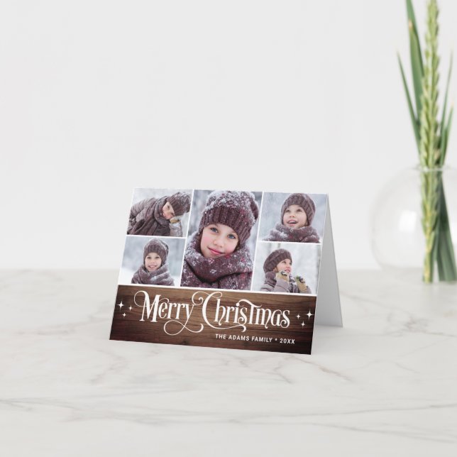 Minimalistisch Rustikal frohe Weihnachten 5 FOTOS  (Vorderseite)