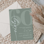 Minimalistisch Sage 60. Geburtstagsparty Einladung<br><div class="desc">Diese minimalistische Typografie aus dem 30. Jubiläum-Party Einladung ist perfekt für eine moderne Geburtstagsparty. Das schlichte Design ist mit klassischem weißem Schriftart auf schlankem Hintergrund gestaltet. Anpassbar in jeder Farbe. Behalt das Design minimal und elegant, wie es ist, oder personalisiere es durch Hinzufügen von eigenen Grafiken und Kunstwerken. Für eine...</div>