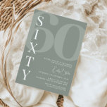 Minimalistisch Sage 60. Geburtstagsparty Einladung<br><div class="desc">Diese minimalistische Typografie aus dem 30. Jubiläum-Party Einladung ist perfekt für eine moderne Geburtstagsparty. Das schlichte Design ist mit klassischem weißem Schriftart auf schlankem Hintergrund gestaltet. Anpassbar in jeder Farbe. Behalt das Design minimal und elegant, wie es ist, oder personalisiere es durch Hinzufügen von eigenen Grafiken und Kunstwerken. Für eine...</div>
