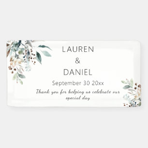 Minimalistisch Sage Blätter Namen Hochzeit Danke Banner