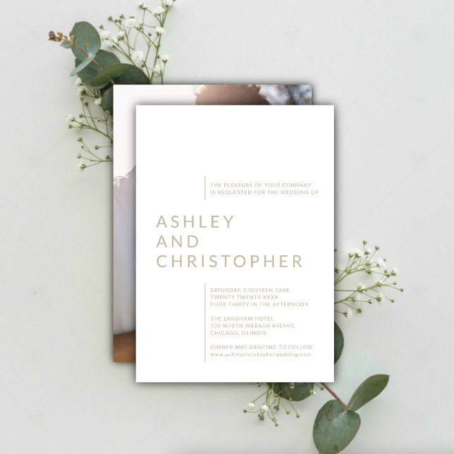 Minimalistisch Sage Green Abgeschieden Names Foto  Einladung (Von Creator hochgeladen)
