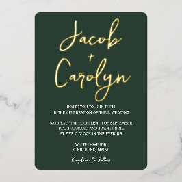 Minimalistisch Sage Green and Gold Wedding Folieneinladung