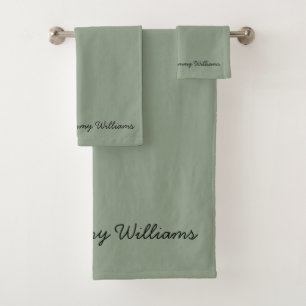 Minimalistisch Sage Green Beruflich Simple Badhandtuch Set