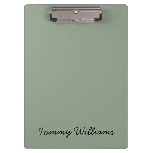 Minimalistisch Sage Green Beruflich Simple Klemmbrett (Vorderseite)