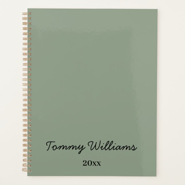 Minimalistisch Sage Green Beruflich Simple Planer (Vorderseite)