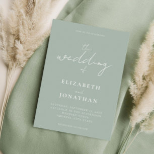 Minimalistisch Sage Green Elegante Calligrafy Wedd Einladung