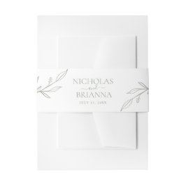 Minimalistisch Sage Green Elegante Wedding Classic Einladungsbanderole