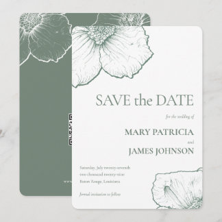 Minimalistisch Sage Green Floral Moderne Hochzeit Save The Date