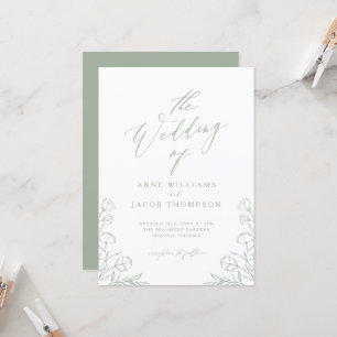 Minimalistisch Sage Green Greenery Boho Floral Wed Einladung
