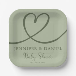 Minimalistisch Sage Green Handwriting Elegance Oh  Pappteller