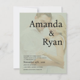 Minimalistisch Sage Green Imitats Vellum Foto Hoch Einladung