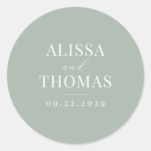 Minimalistisch Sage Green Modern Wedding Runder Aufkleber
