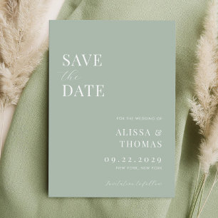 Minimalistisch Sage Green Modern Wedding Save The Date
