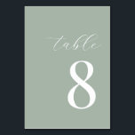 Minimalistisch Sage Green Moderne Tischnummer<br><div class="desc">Minimalistisch Sage Green Moderne Tischnummer</div>