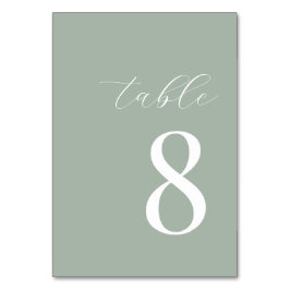 Minimalistisch Sage Green Moderne Tischnummer
