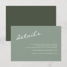 Minimalistisch Sage Green Script Hochzeitsdetails