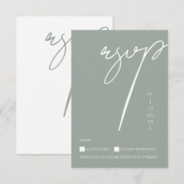 Minimalistisch Sage Green Script Typografy Wedding RSVP Karte