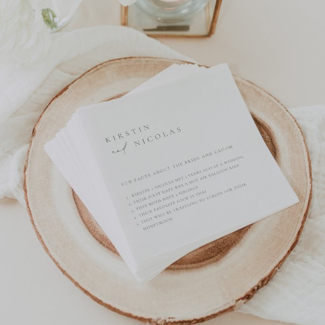 Minimalistisch Sage Green Wedding Fun Fakten Napki Serviette (Von Creator hochgeladen)