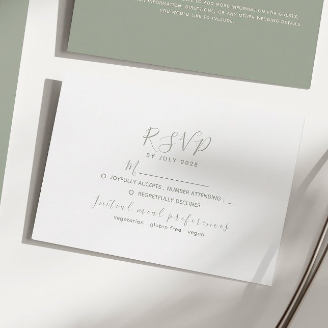 Minimalistisch Sage Green Wedding RSVP Card (Von Creator hochgeladen)