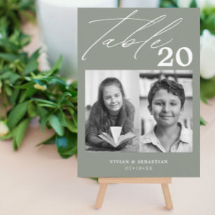 Minimalistisch Sage Wedding Tischnummer Zwei Bilde
