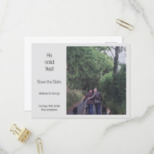 Minimalistisch sagte er Yes Foto Gay Wedding Einladungspostkarte