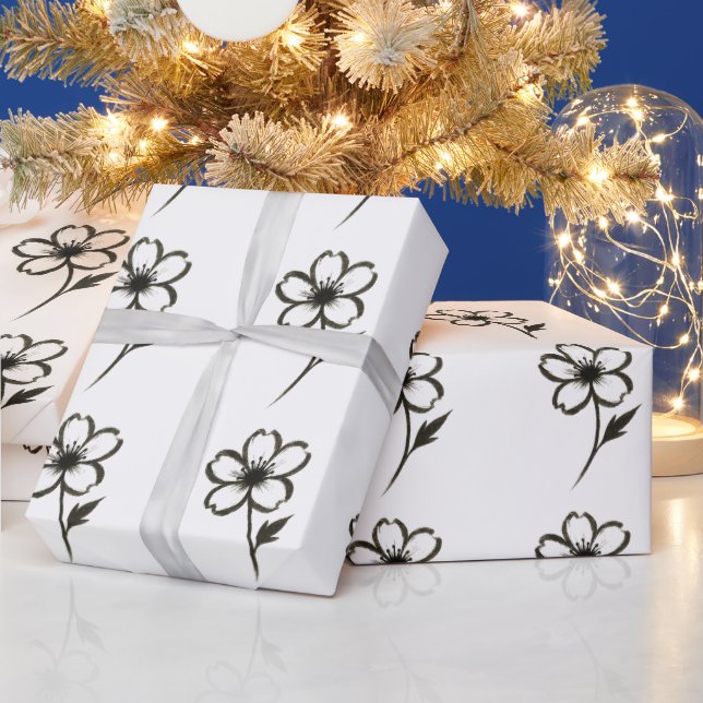 Minimalistisch Sakura - Pinselstrich Blossom Geschenkpapier (Feiertage)