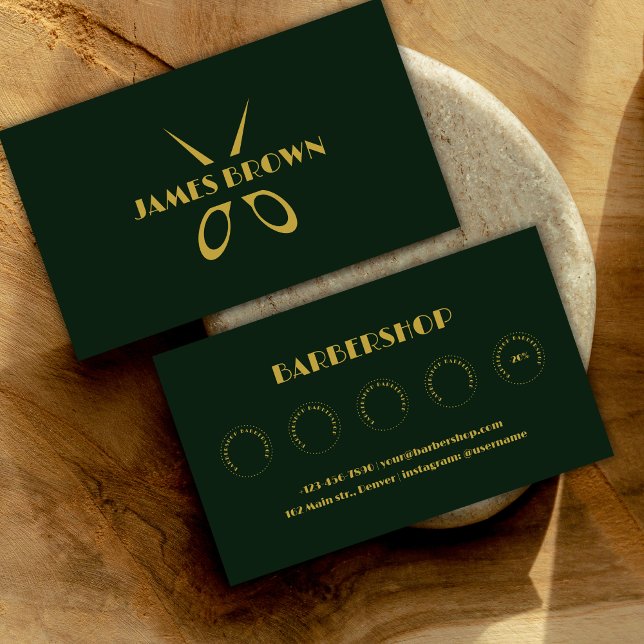 Minimalistisch Salon Discount Green Barbershop Treuekarte (Minimalist Salon Discount Green Barbershop Loyalty Card)