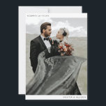Minimalistisch Save the Date<br><div class="desc">Dieses moderne Foto Hochzeit speichern das Datum der Flachkarte hat ein sauberes, minimalistisches Design. Auf der Vorderseite befindet sich ein Single-Foto, das mit einem stilvollen Schriftart gepaart ist. Auf der Rückseite habe ich das Datum und den Ort eingeschlossen. Ich habe den Hintergrund als transparent Set, sodass die Papierfarbe als Grundfarbe...</div>