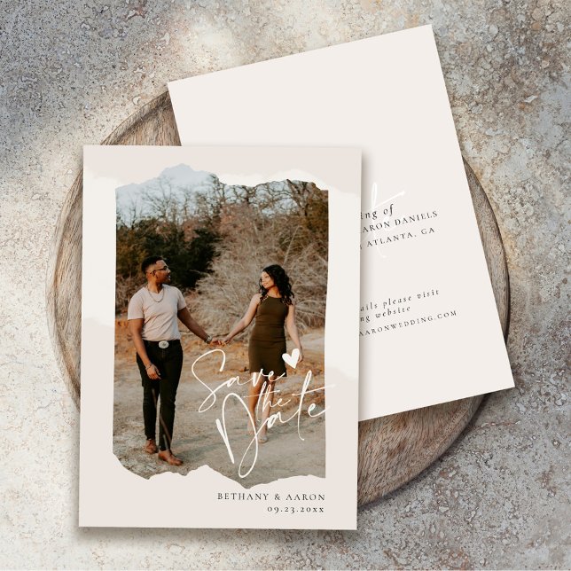 Minimalistisch Save the Date, Boho Foto Wedding Date (Von Creator hochgeladen)