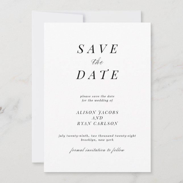 Minimalistisch Save the Date Einladung (Vorderseite)