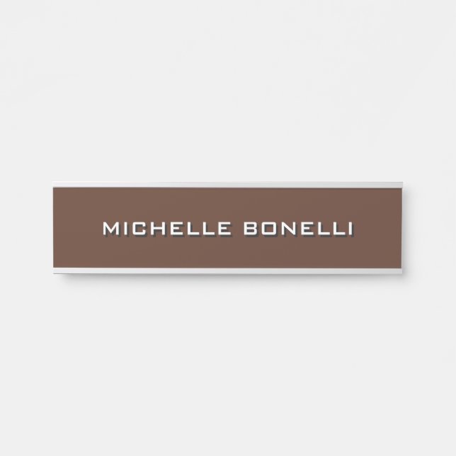 Minimalistisch Schlichtes Braun Türschild (Vorderseite )