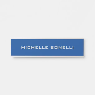 Minimalistisch Schlichtes Mittelblau Türschild