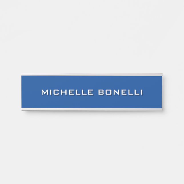 Minimalistisch Schlichtes Mittelblau Türschild (Vorderseite )