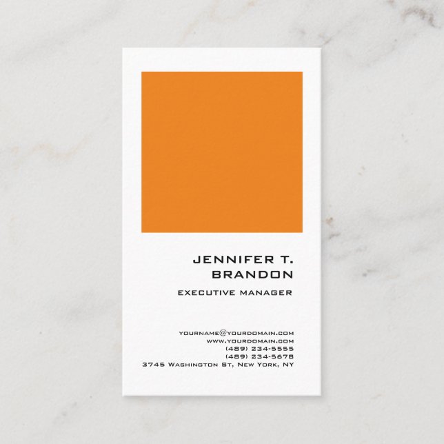 Minimalistisch Schlichtes Orange White Modernste B Visitenkarte (Vorderseite)